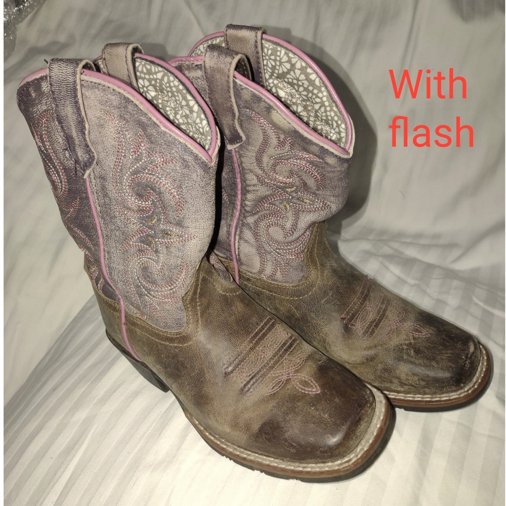 Dan Post Kids Pink Brown Leather Western Cowboy‎ Boots 2947 Size 1D